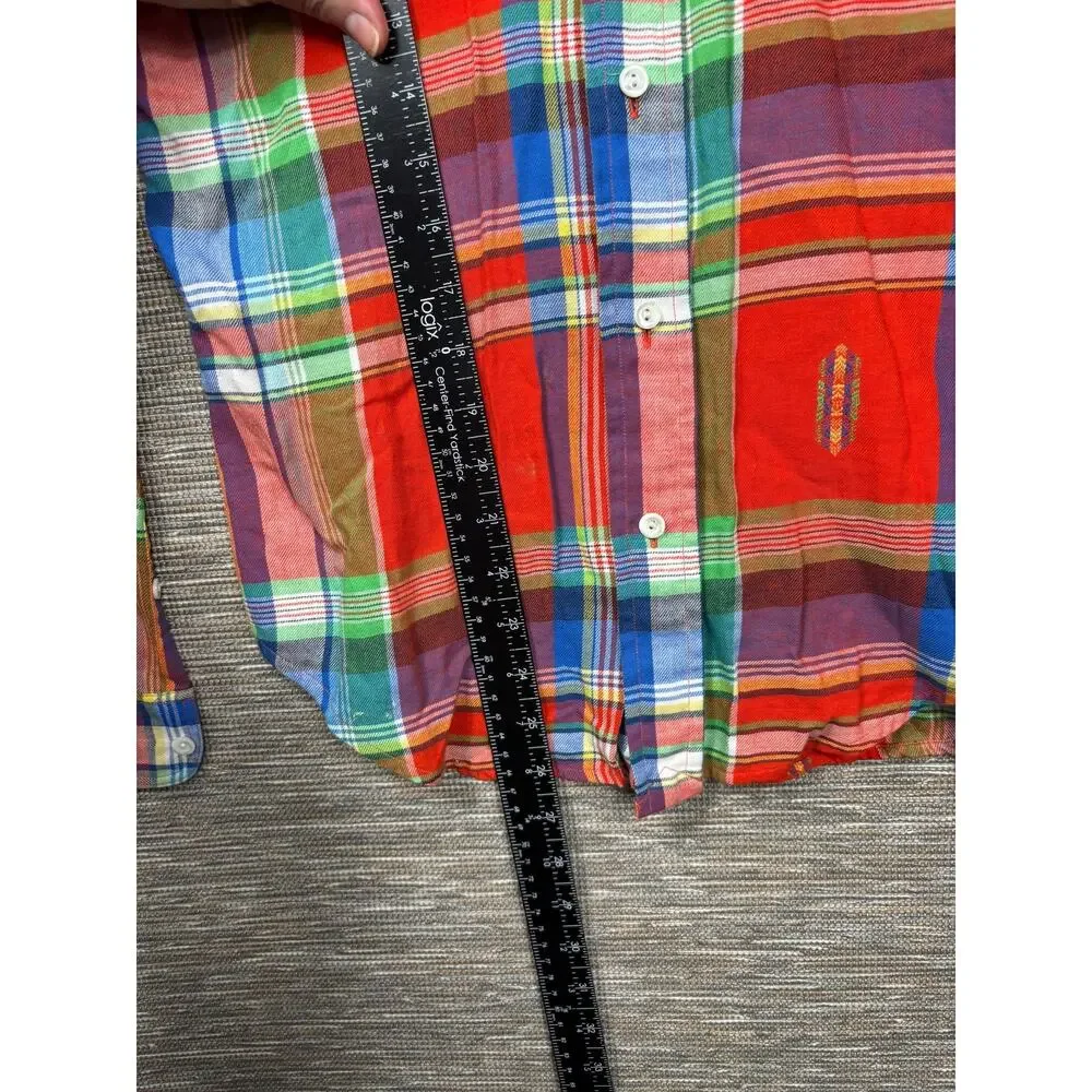 Ralph Lauren Shirt Boys 6 Multicolor Plaid Long Sleeve Button Front Madras